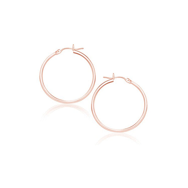 Lovcia Luxury Dazzling 14k Rose Gold Hoop Earrings with Snap Lock (25mm)-Earrings-Rose Gold-Rose Gold