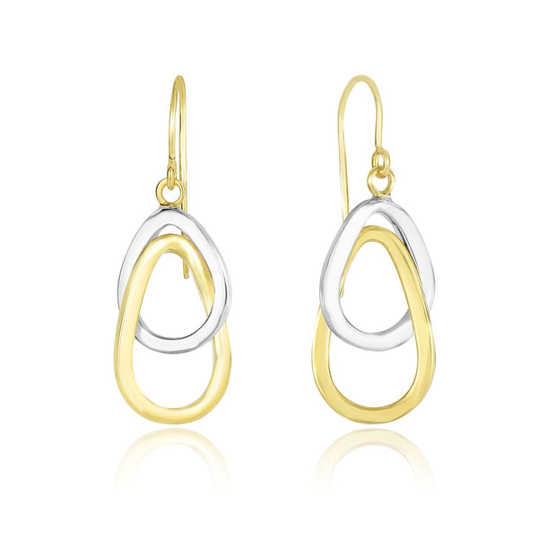 Lovcia Luxury Dazzling 14k Two-Tone Gold Interwoven Teardrop Earrings-Earrings-Two-Tone Gold-Two-Tone Gold