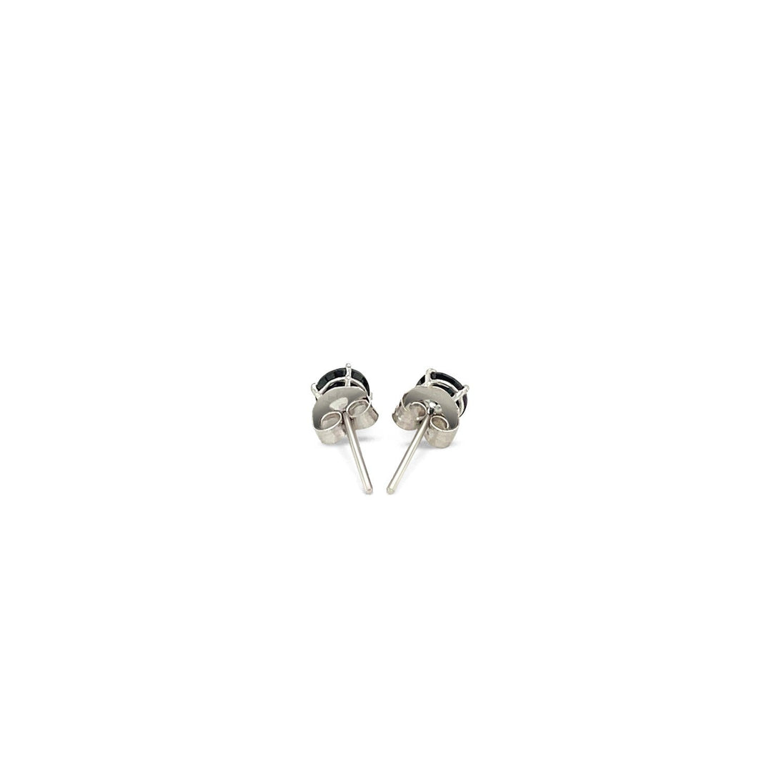 Lovcia Luxury Dazzling 14k White Gold Earrings with Round Black Cubic Zirconia Stones (4mm)-Earrings-White Gold-White Gold