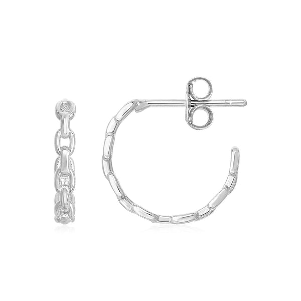Lovcia Luxury Dazzling 14k White Gold Modern Chain Hoop Earrings-Earrings-White Gold-White Gold