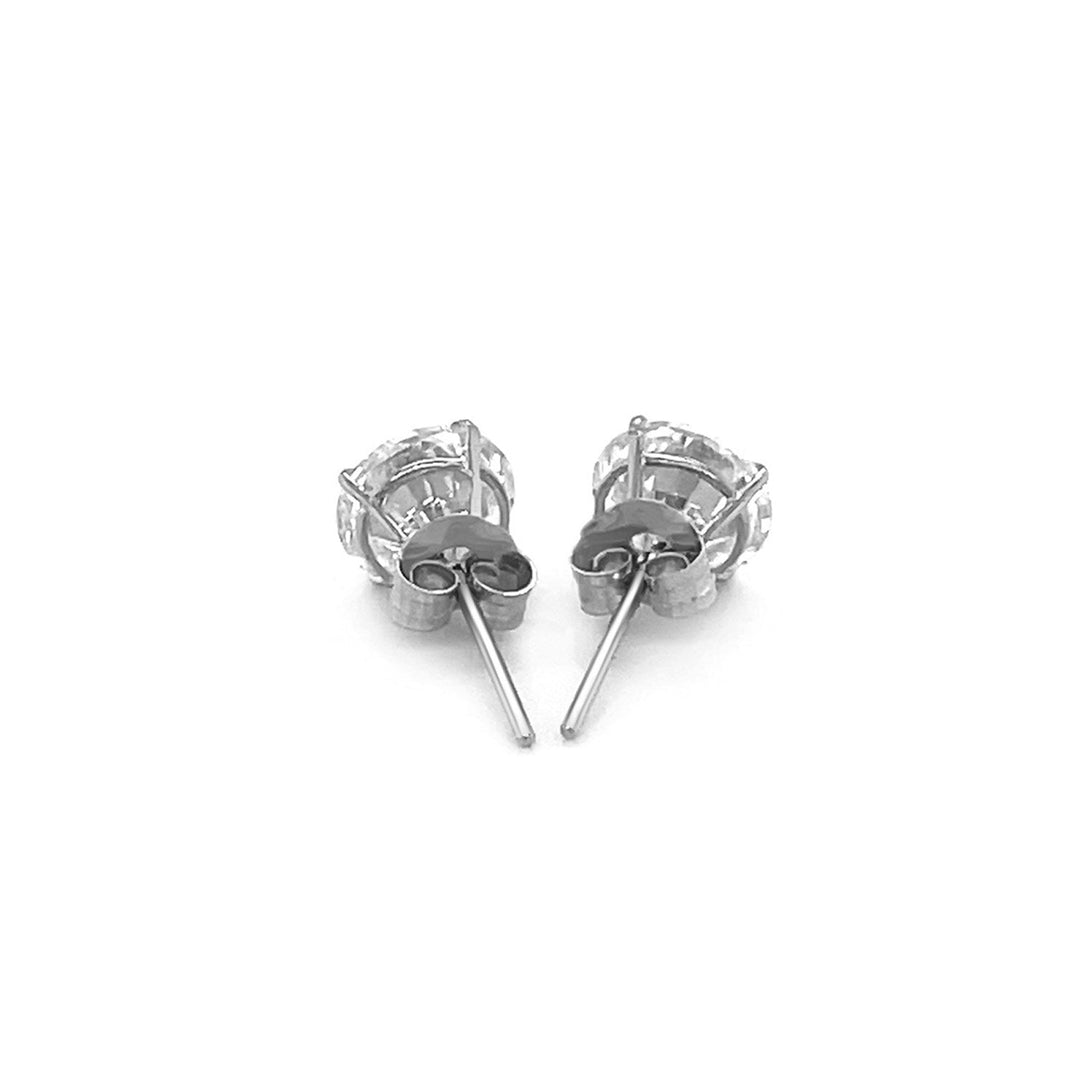 Lovcia Luxury Dazzling 14K White Gold Stud Earrings with 6mm Round Cubic Zirconia-Earrings-White Gold-White Gold