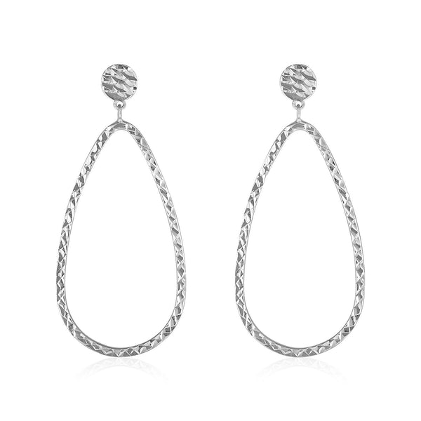Lovcia Luxury Dazzling 14k White Gold Teardrop Textured Post Earrings-Earrings-White Gold-White Gold