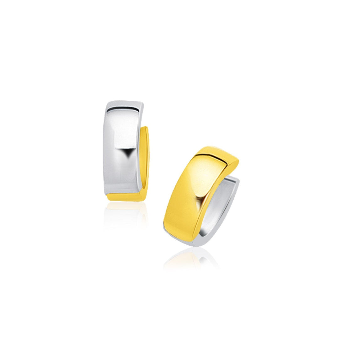 Lovcia Luxury Dazzling 14k Yellow and White Gold Huggy Hoop Earrings-Earrings-Two-Tone Gold-Two-Tone Gold