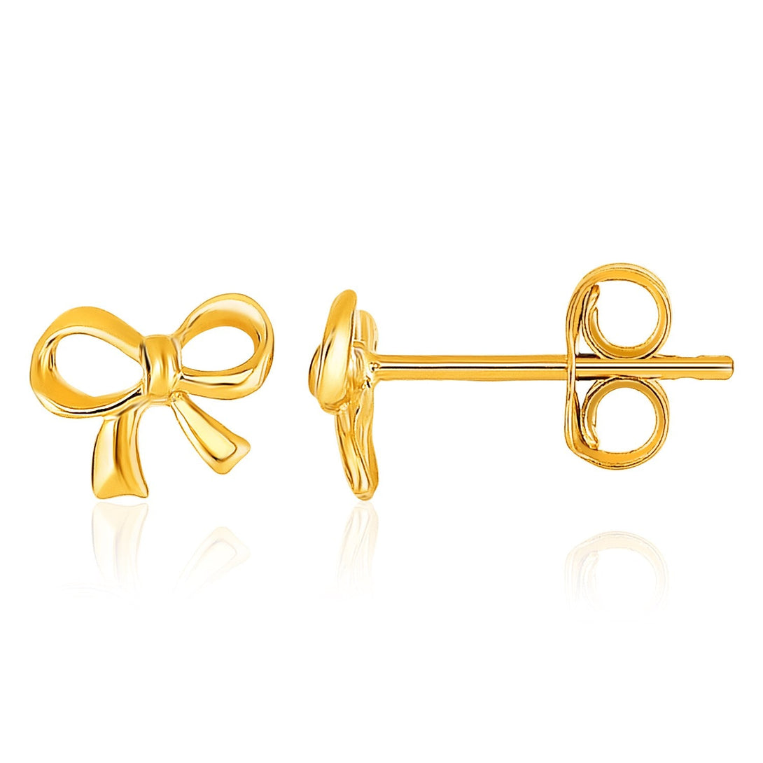 Lovcia Luxury Dazzling 14k Yellow Gold Bow Knot Stud Earrings-Earrings-Yellow Gold-Yellow Gold