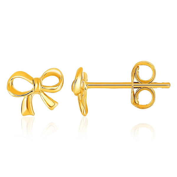 Lovcia Luxury Dazzling 14k Yellow Gold Bow Knot Stud Earrings-Earrings-Yellow Gold-Yellow Gold