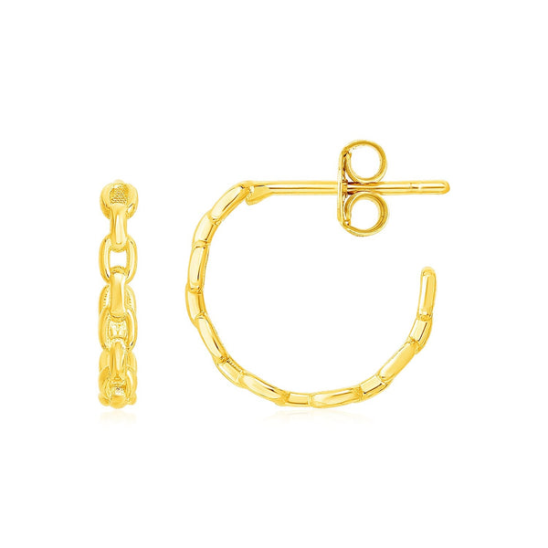 Lovcia Luxury Dazzling 14k Yellow Gold Chain Link Hoop Earrings-Earrings-Yellow Gold-Yellow Gold