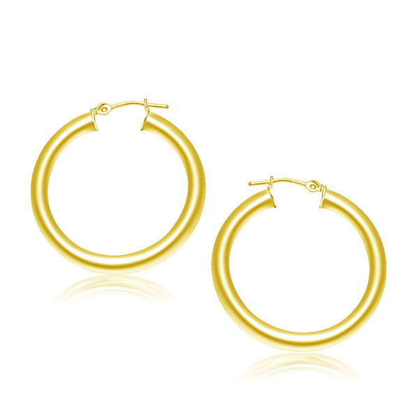 Lovcia Luxury Dazzling 14k Yellow Gold Classic Hoop Earrings (4x30 mm)-Earrings-Yellow Gold-Yellow Gold