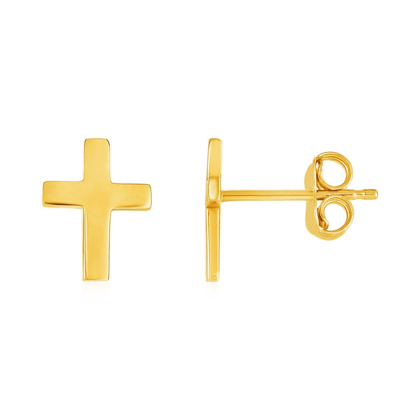 Lovcia Luxury Dazzling 14k Yellow Gold Cross Stud Earrings-Earrings-Yellow Gold-Yellow Gold