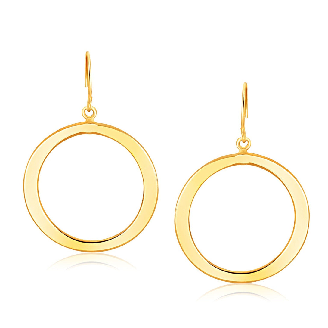 Lovcia Luxury Dazzling 14K Yellow Gold Dangling Tube Circle Earrings-Earrings-Yellow Gold-Yellow Gold