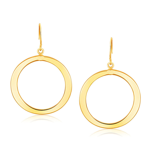 Lovcia Luxury Dazzling 14K Yellow Gold Dangling Tube Circle Earrings-Earrings-Yellow Gold-Yellow Gold