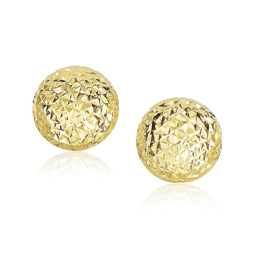 Lovcia Luxury Dazzling 14k Yellow Gold Diamond-Cut Dome Earrings (11mm)-Earrings-Yellow Gold-Yellow Gold