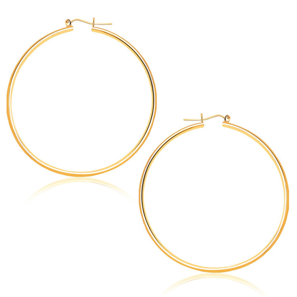 Lovcia Luxury Dazzling 14k Yellow Gold Hoop Earrings with Snap Lock (45mm Diameter)-Earrings-Yellow Gold-Yellow Gold