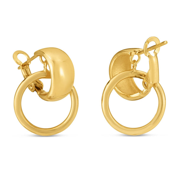 Lovcia Luxury Dazzling 14k Yellow Gold Omega Hoop Earrings-Earrings-Yellow Gold-Yellow Gold