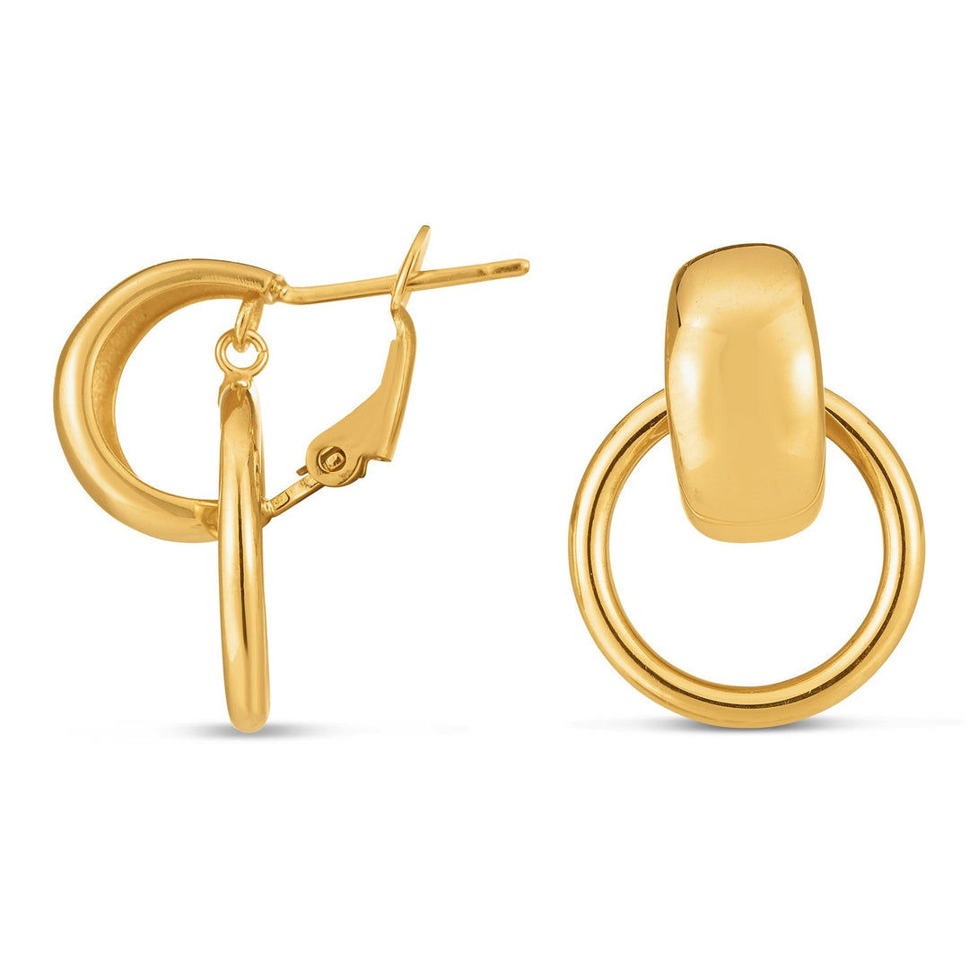 Lovcia Luxury Dazzling 14k Yellow Gold Omega Hoop Earrings-Earrings-Yellow Gold-Yellow Gold