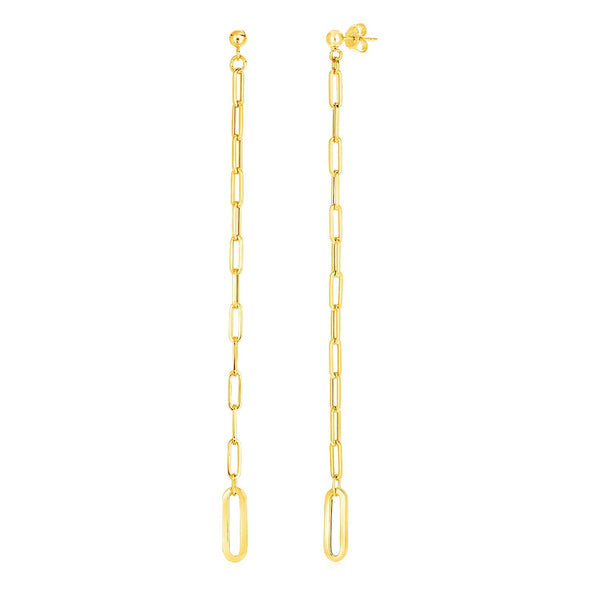 Lovcia Luxury Dazzling 14k Yellow Gold Paperclip Chain Drop Earrings-Earrings-Yellow Gold-Yellow Gold