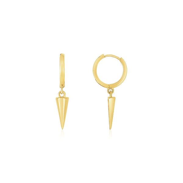 Lovcia Luxury Dazzling 14K Yellow Gold Spike Hoop Earrings-Earrings-Yellow Gold-Yellow Gold