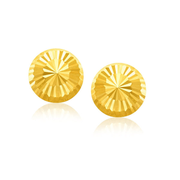 Lovcia Luxury Dazzling 14k Yellow Gold Sunburst Flat Stud Earrings (8mm)-Earrings-Yellow Gold-Yellow Gold
