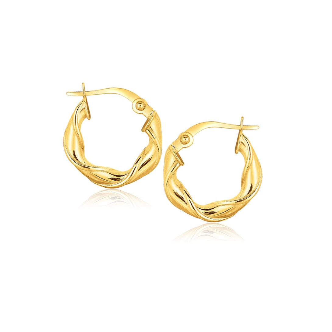 Lovcia Luxury Dazzling 14k Yellow Gold Twist Hoop Earrings (5/8 Inch)-Earrings-Yellow Gold-Yellow Gold