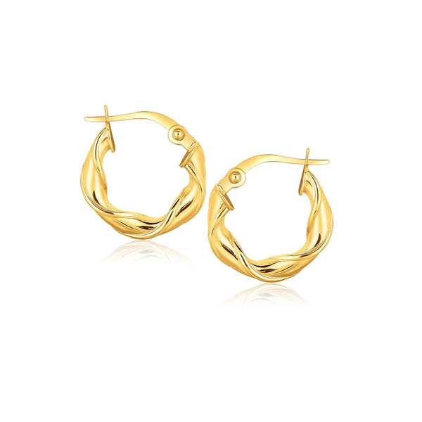 Lovcia Luxury Dazzling 14k Yellow Gold Twist Hoop Earrings (5/8 Inch)-Earrings-Yellow Gold-Yellow Gold