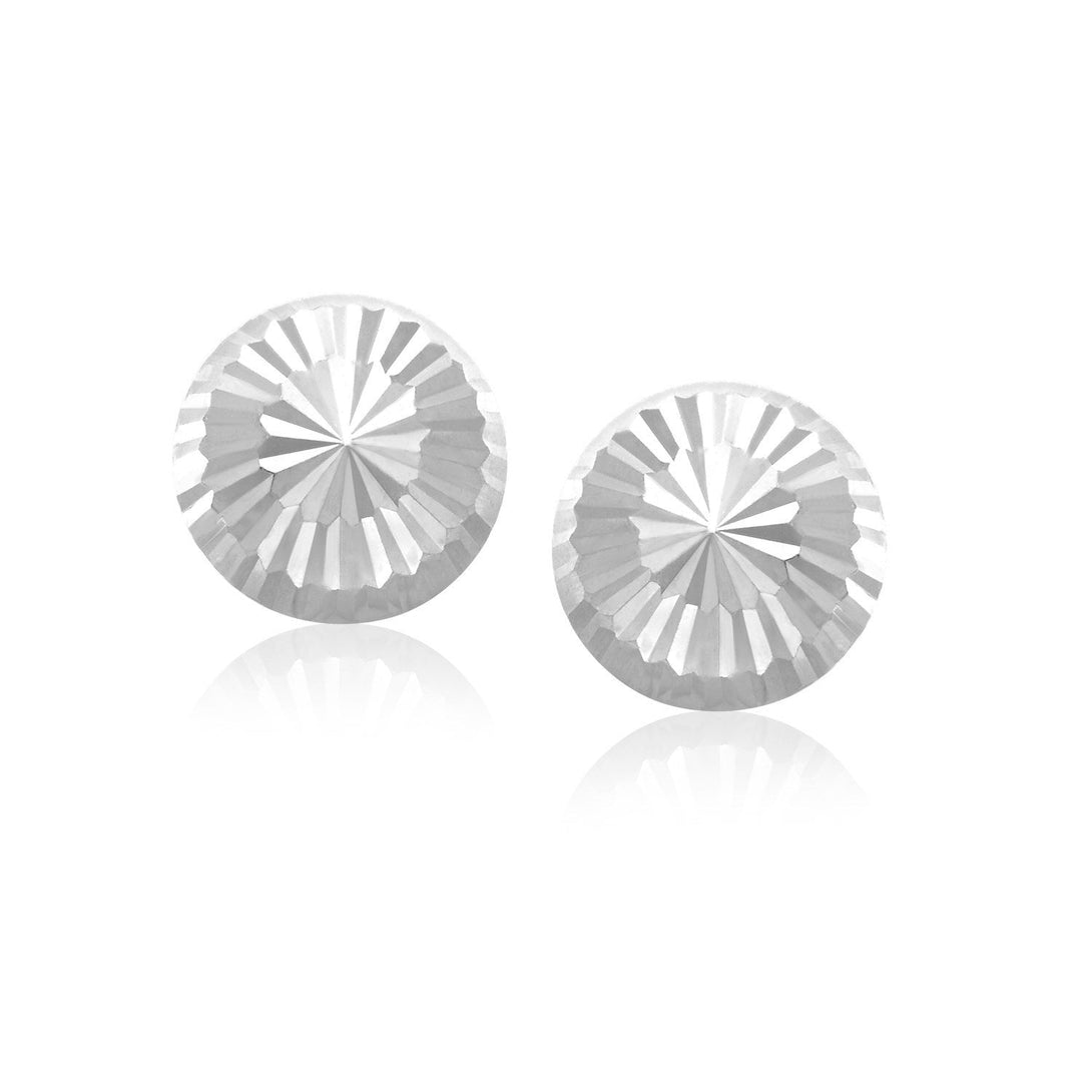 Lovcia Luxury Dazzling Sunburst Diamond Cut 14K White Gold Stud Earrings (8mm)-Earrings-White Gold-White Gold