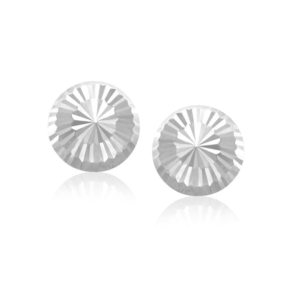 Lovcia Luxury Dazzling Sunburst Diamond Cut 14K White Gold Stud Earrings (8mm)-Earrings-White Gold-White Gold