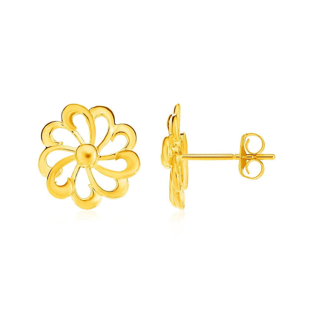 Lovcia Luxury Delicate Daisy 14K Yellow Gold Stud Earrings-Earrings-Yellow Gold-Yellow Gold