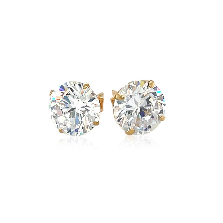 Buy LOVCIA Luxury 8.0mm Round Cubic Zirconia Stud Earrings in 14k Yellow Gold