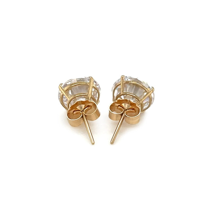 Buy LOVCIA Luxury 8.0mm Round Cubic Zirconia Stud Earrings in 14k Yellow Gold