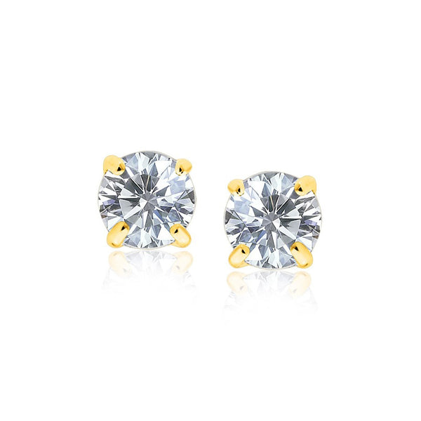 Buy LOVCIA Luxury 8.0mm Round Cubic Zirconia Stud Earrings in 14k Yellow Gold