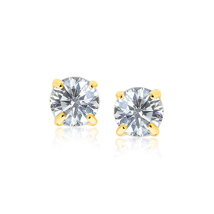 Buy LOVCIA Luxury 8.0mm Round Cubic Zirconia Stud Earrings in 14k Yellow Gold