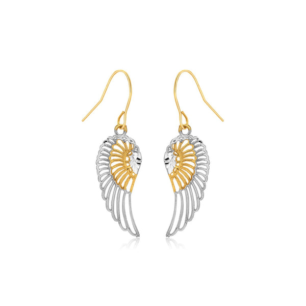 Buy LOVCIA Luxury Exquisite Wing Design Drop Earrings in 10K Two-Tone Gold