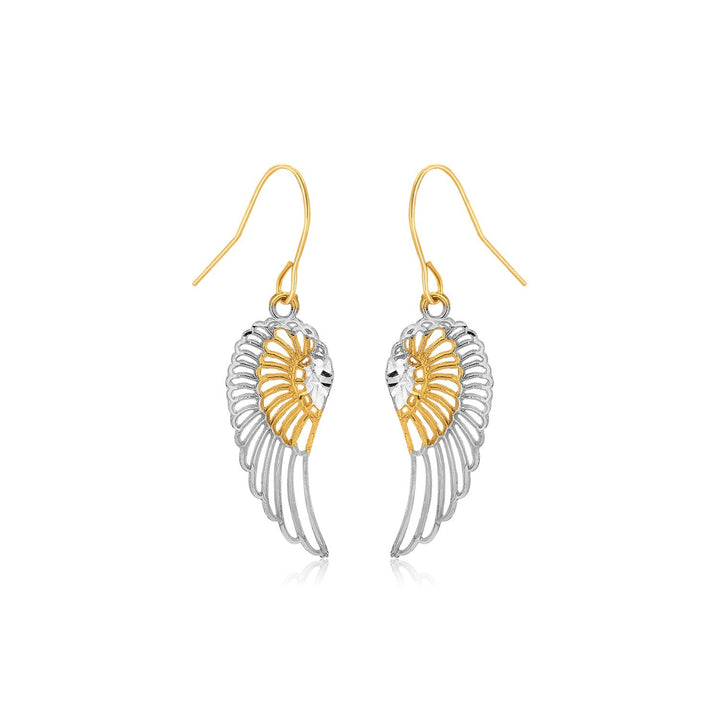 Buy LOVCIA Luxury Exquisite Wing Design Drop Earrings in 10K Two-Tone Gold