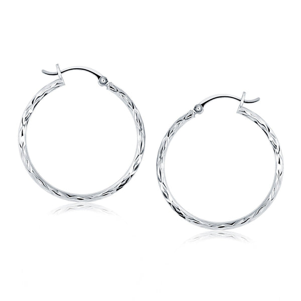 Buy LOVCIA Luxury 14K White Gold Classic Diamond-Cut Hoop Earrings (30mm)