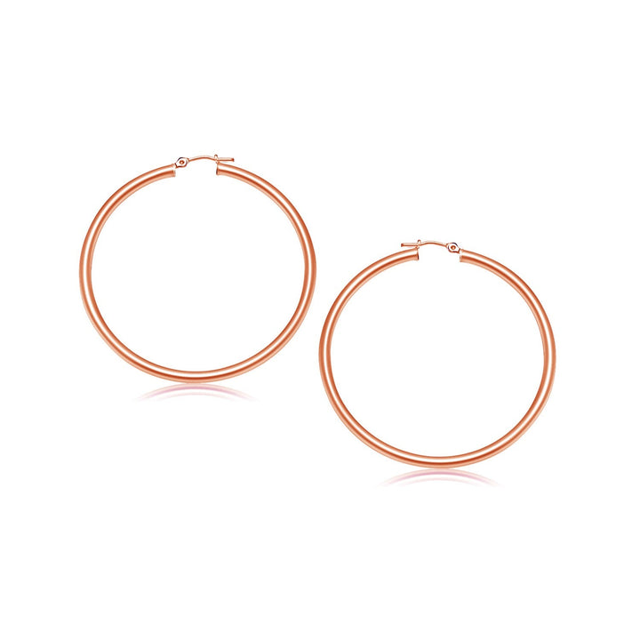 Buy LOVCIA Luxury Classic 14K Rose Gold Hoop Earrings with Snap Lock (25mm Diameter)