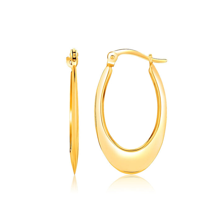 Buy LOVCIA Luxury 14k Yellow Gold Elongated Puffed Oval Hoop Earrings