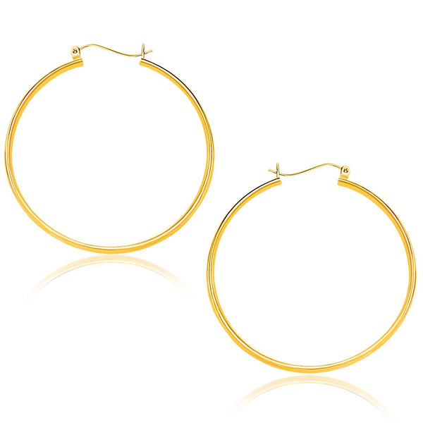 Buy LOVCIA Luxury 10K Yellow Gold Classic 40mm Hoop Earrings with Snap Lock Backing