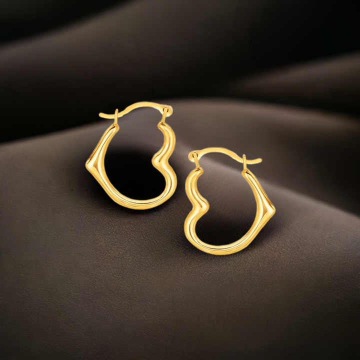 Buy LOVCIA Yellow Gold Heart-Shaped Hoop Earrings, Luxury 10K Gold Earrings for Women