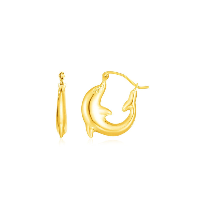 Buy LOVCIA Luxury Glamorous Dolphin Design 14K Yellow Gold Hoop Earrings