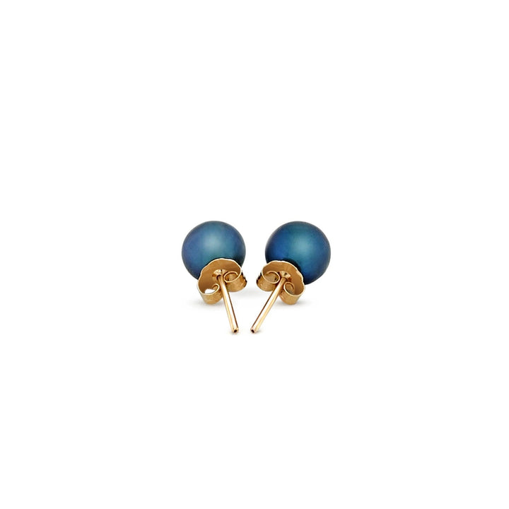 Buy LOVCIA Luxury 14k Yellow Gold Freshwater Black Pearl Round Stud Earrings (6mm)