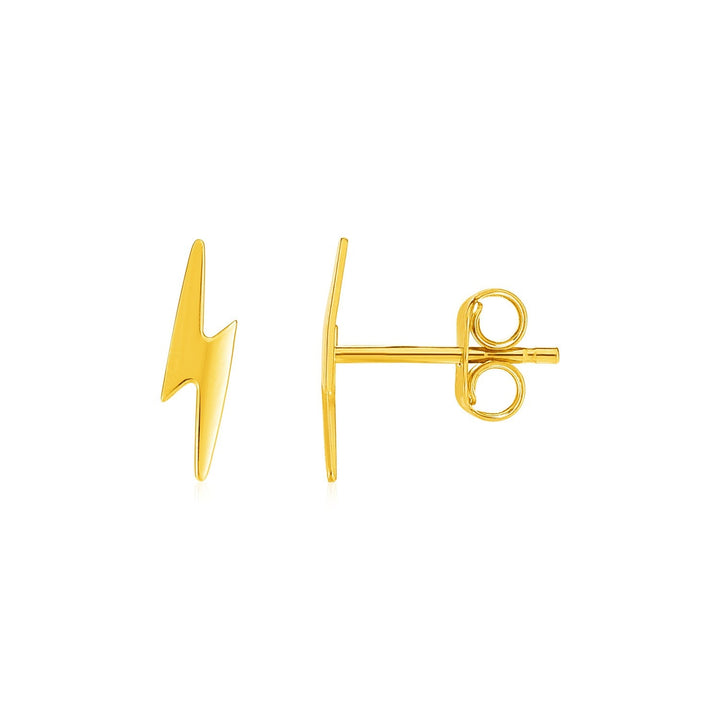 Buy LOVCIA Luxury 14k Yellow Gold Lightning Bolt Stud Earrings