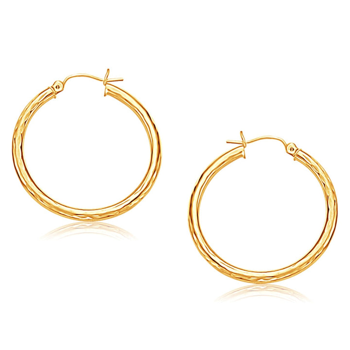 Buy LOVCIA Luxury Glamorous 14K Yellow Gold Diamond-Cut Hoop Earrings (30mm)