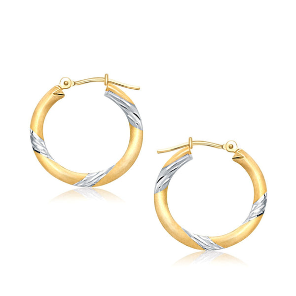 Buy LOVCIA Luxury Radiant 14K Two-Tone Gold Hoop Earrings with Snap Lock (20mm)