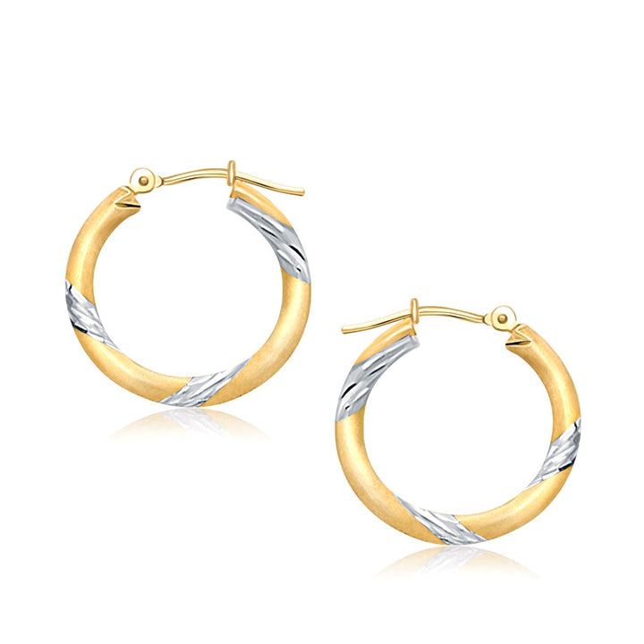 Buy LOVCIA Luxury Radiant 14K Two-Tone Gold Hoop Earrings with Snap Lock (20mm)