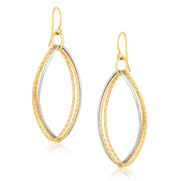 Buy LOVCIA Luxury 14k Gold Textured Oval Drop Earrings with French Wire Backings