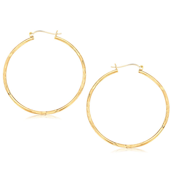 Buy LOVCIA Luxury Extra-Large 14k Yellow Gold Diamond-Cut Hoop Earrings with Snap Lock (45mm)