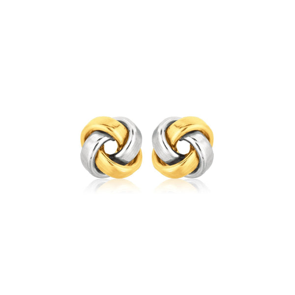 Buy LOVCIA Luxury Two-Tone Gold Square Love Knot Stud Earrings in 14k