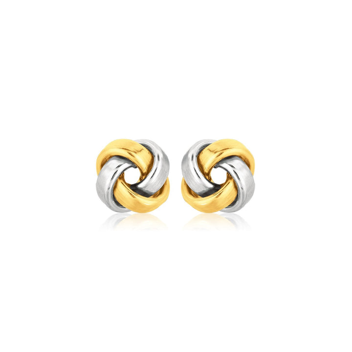 Buy LOVCIA Luxury Two-Tone Gold Square Love Knot Stud Earrings in 14k