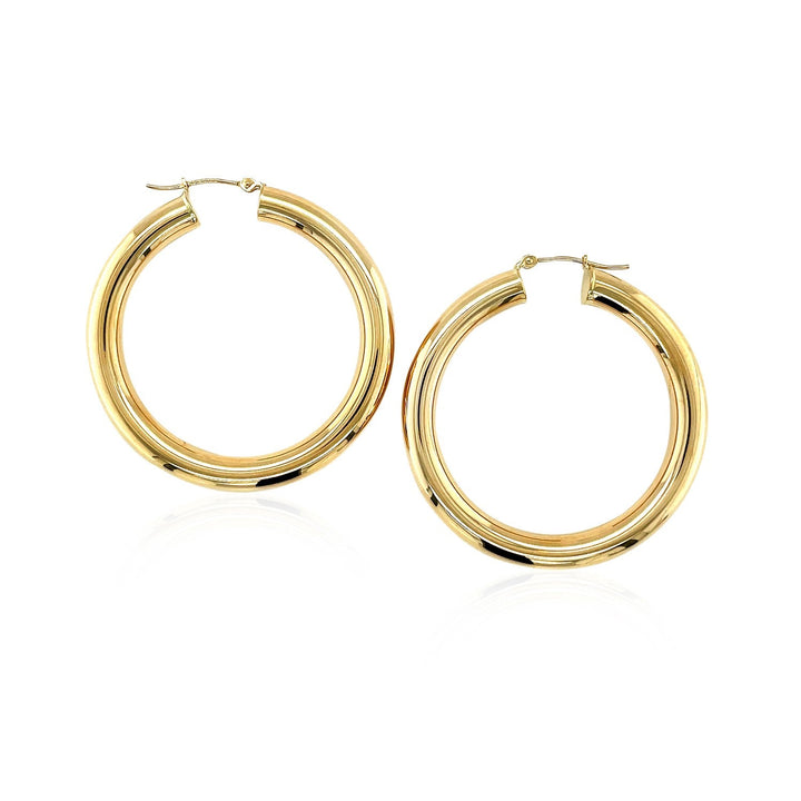 Buy LOVCIA Luxury Exquisite 14K Yellow Gold 40mm Hoop Earrings with Snap Lock Closure