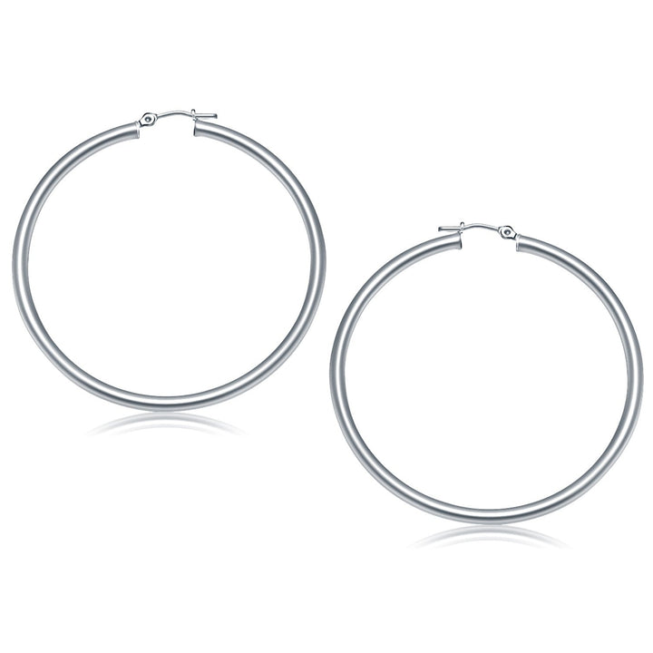 Buy LOVCIA Luxury Classic 14K White Gold Large Hoop Earrings with Snap Lock Closure (50mm)