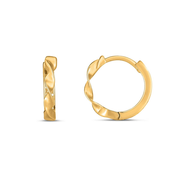 Buy LOVCIA Luxury Classic 14k Yellow Gold Twisted Hoop Earrings